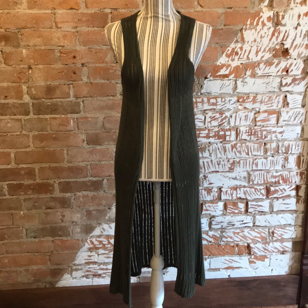 Express Olive Green Crochet Vest